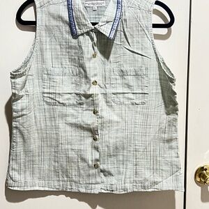 GUESS  Sleeveless Plaid Button-Up Shirt